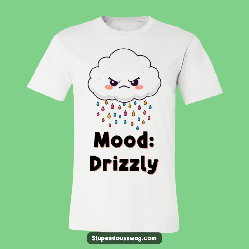 Funny Grumpy Cloud T-Shirt: Wear Your Mood with Colorful Raindrops