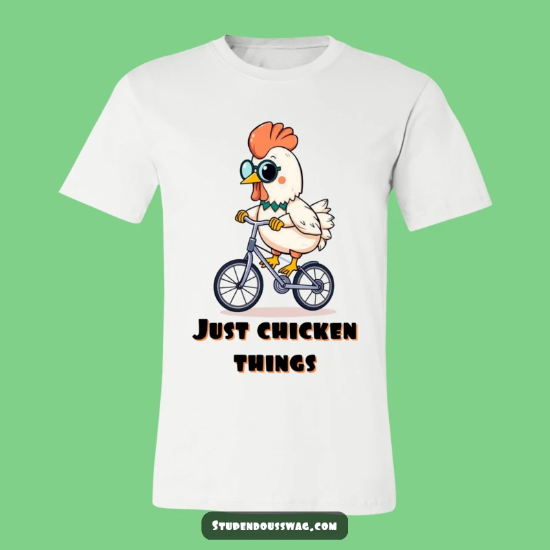 Funny Rubber Chicken T-Shirt: Monocled Unicyclist Banana Fun Tee