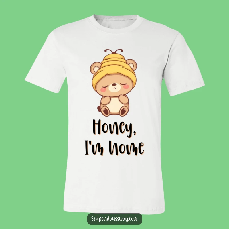 Funny Sleepy Bear Beehive Hat T-Shirt - Comical Woodland Animal Tee