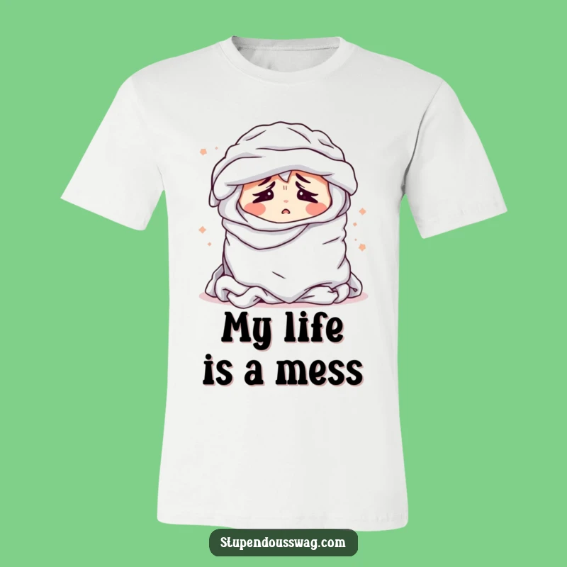 Funny Laundry Pile T-Shirt - Bewildered Clothes Sighing, Hilarious Graphic Tee Gift