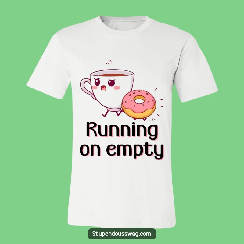Funny Teacup Donut Chase T-Shirt - Quirky Kitchen Collision Tee