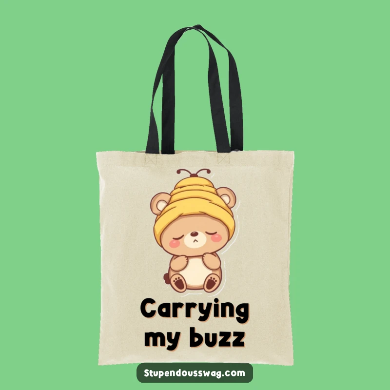 Funny Sleepy Bear Beehive Hat Tote Bag - Whimsical Woodland Shopping Accessory