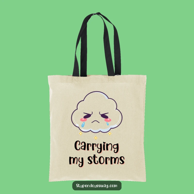 Funny Grumpy Cloud Tote Bag - Rainbow Tears Carry-All & Fun Gift!