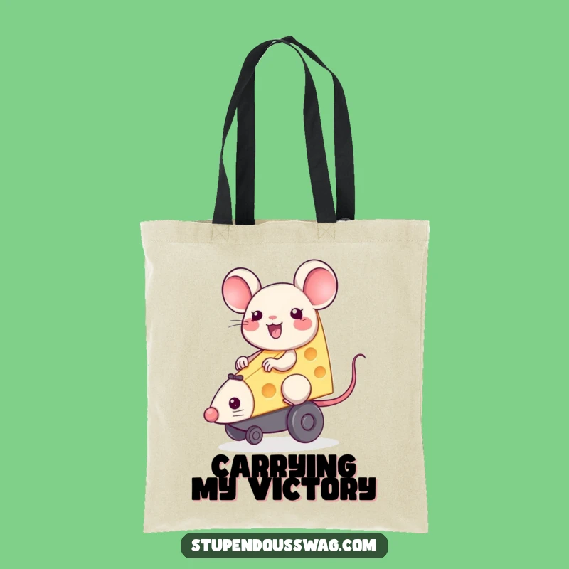 Funny Cheese Mouse Tote Bag: Joyful Rider Accessory
