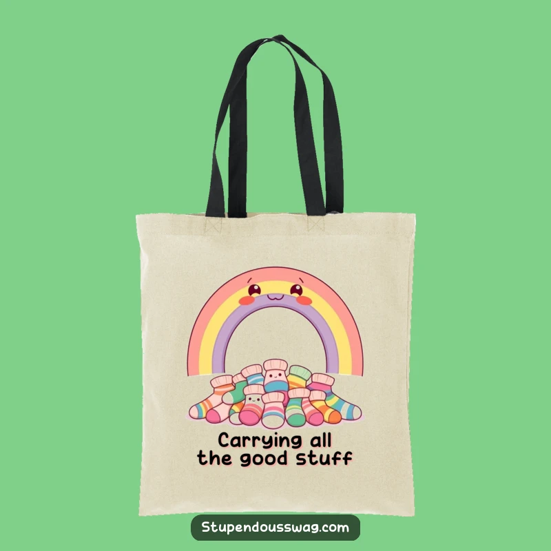 Funny Rainbow Socks Tote Bag: Carry Your Laughs, Hilarious Shopping Essential